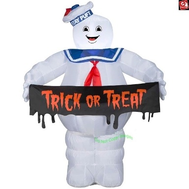 5ft Gemmy Airblown Ghostbuster's Stay Puft with Trick or Treat Sign